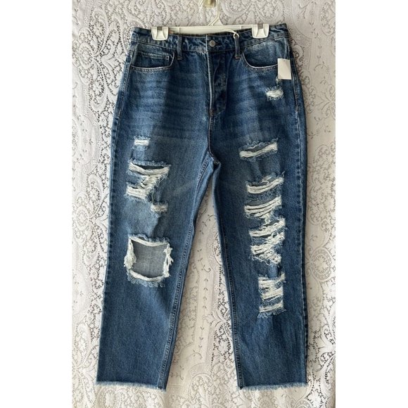 Vanilla Star Denim - Vanilla Star Blue Distressed Boyfriend Jeans